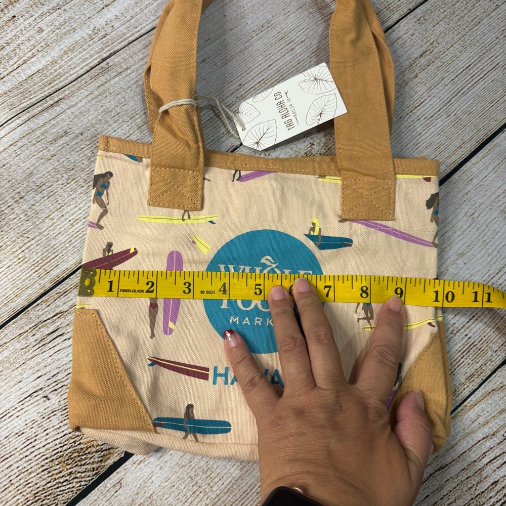 NWT Whole Foods Hawaii x Tag Aloha Mini Tote 100% Cotton Surfer Girl Tote - Picture 12 of 16